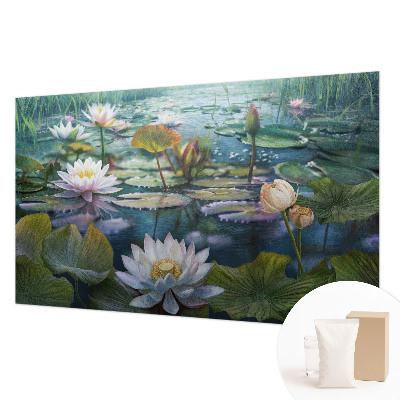 Photo wallpaper with a pond flowers motif