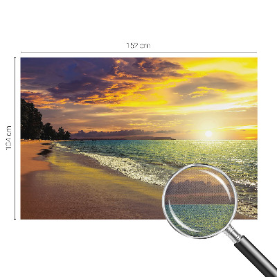 Self-adhesive wall mural with a beach at sunset motif