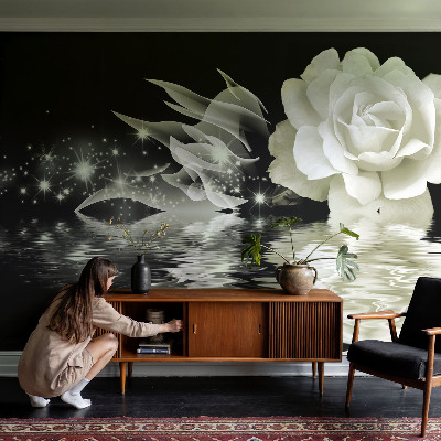 Self-adhesive photo wallpaper with a luminous rose design