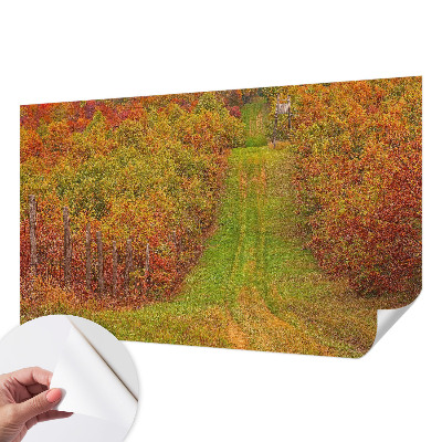 Removable wall mural with autumn colors motif