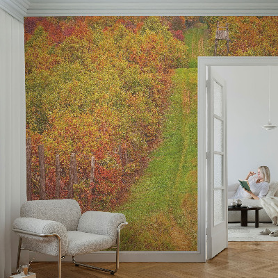 Removable wall mural with autumn colors motif