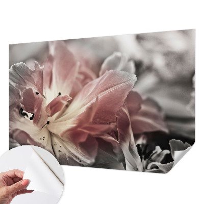 Stick-on wall mural with a pastel floral design