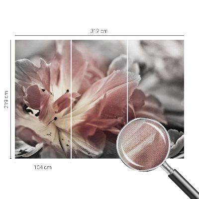 Stick-on wall mural with a pastel floral design