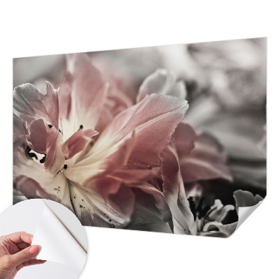 Stick-on wall mural with a pastel floral design