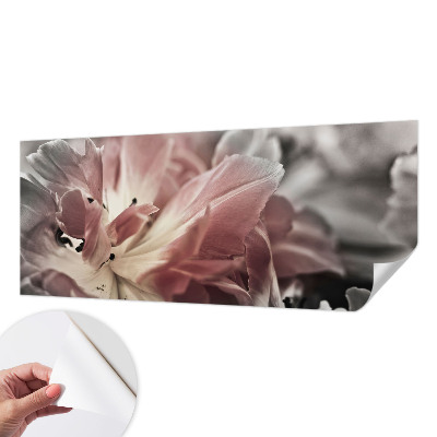 Stick-on wall mural with a pastel floral design