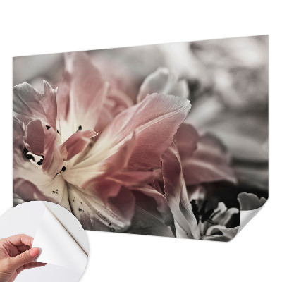 Stick-on wall mural with a pastel floral design