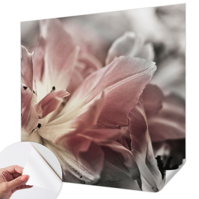 Stick-on wall mural with a pastel floral design