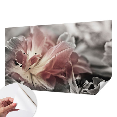Stick-on wall mural with a pastel floral design