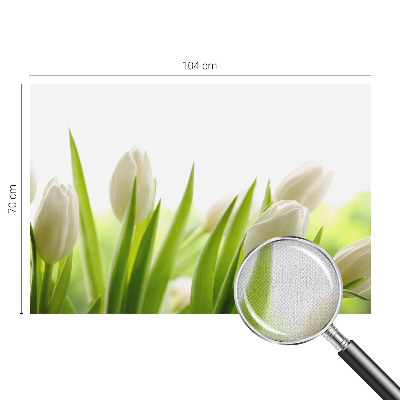 Removable wall mural featuring white tulips