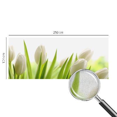 Removable wall mural featuring white tulips