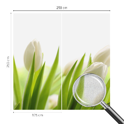 Removable wall mural featuring white tulips