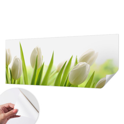 Removable wall mural featuring white tulips