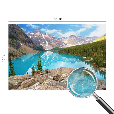 Peel and stick wall mural for living room with a blue lake design
