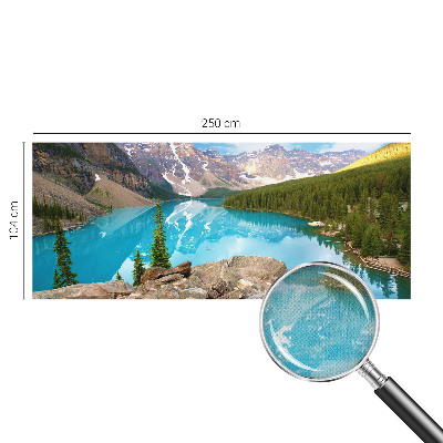 Peel and stick wall mural for living room with a blue lake design