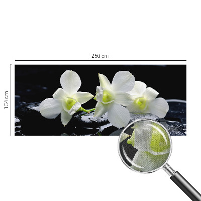 Peel and stick wall mural for kids' room with a flowers and stones design
