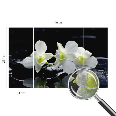 Peel and stick wall mural for kids' room with a flowers and stones design