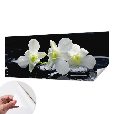 Peel and stick wall mural for kids' room with a flowers and stones design