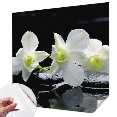 Peel and stick wall mural for kids' room with a flowers and stones design