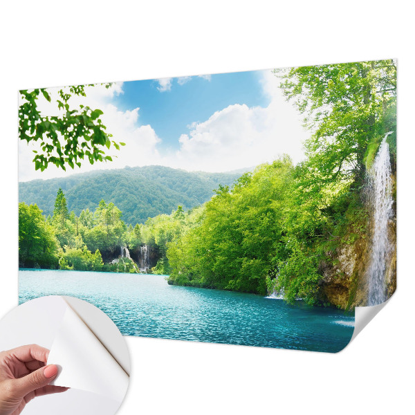 3D photo wallpaper mural featuring a natural waterfall scene