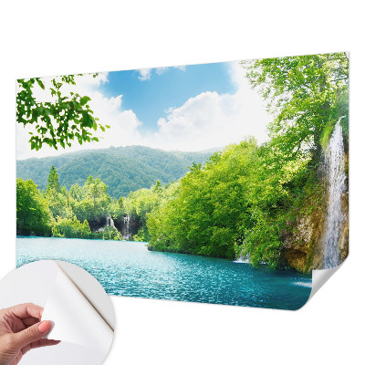 3D photo wallpaper mural featuring a natural waterfall scene