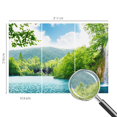 3D photo wallpaper mural featuring a natural waterfall scene