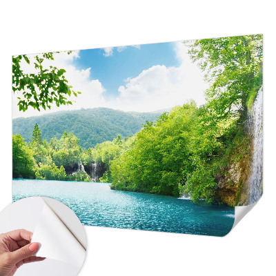3D photo wallpaper mural featuring a natural waterfall scene
