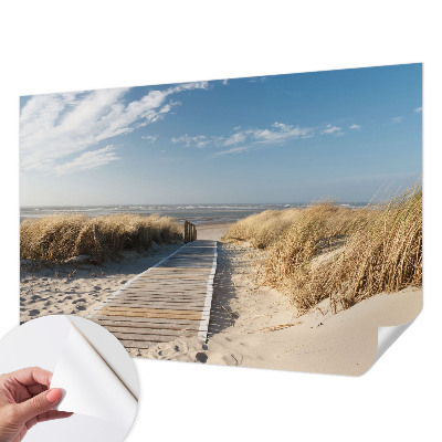 Children's wall mural with a sea path design