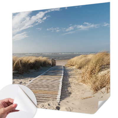 Children's wall mural with a sea path design