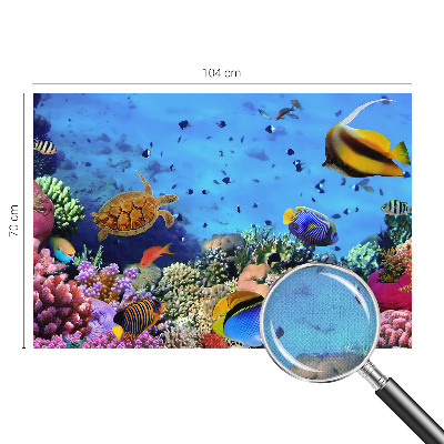 Self-adhesive wall mural with a coral reef design