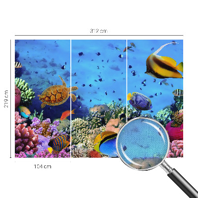 Self-adhesive wall mural with a coral reef design
