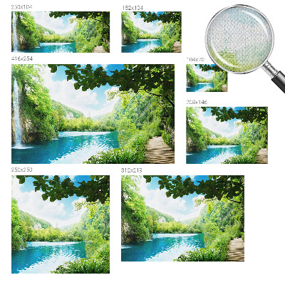 Baby room wall mural with a natural oasis motif
