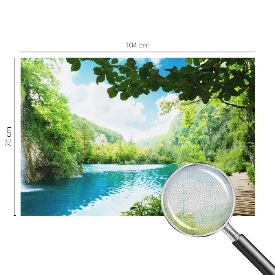 Baby room wall mural with a natural oasis motif