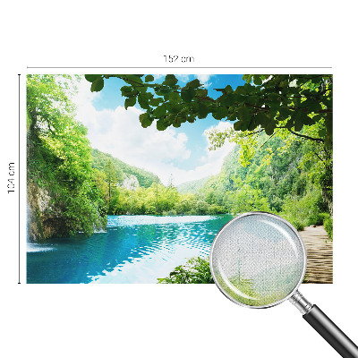 Baby room wall mural with a natural oasis motif
