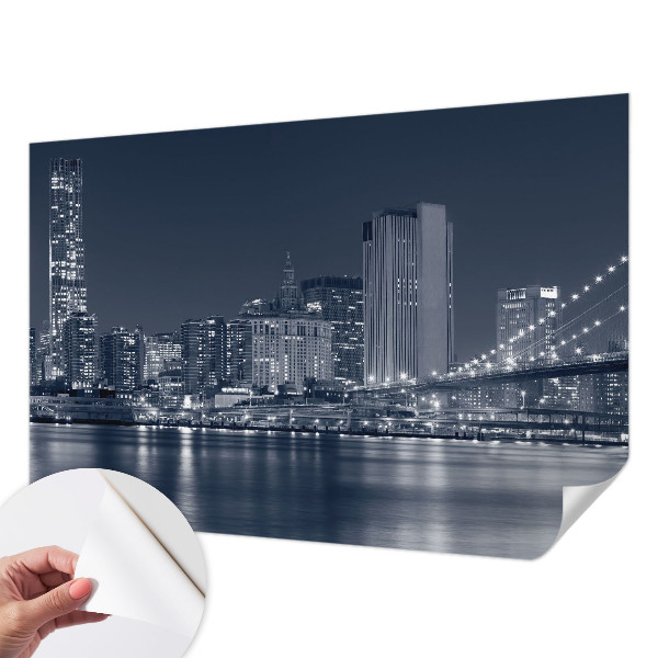 Stick-on wall mural featuring a night city scene
