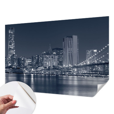 Stick-on wall mural featuring a night city scene
