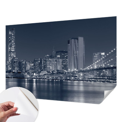 Stick-on wall mural featuring a night city scene