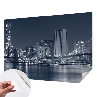 Stick-on wall mural featuring a night city scene