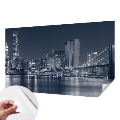 Stick-on wall mural featuring a night city scene
