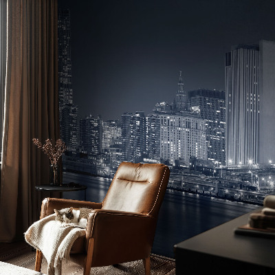Stick-on wall mural featuring a night city scene