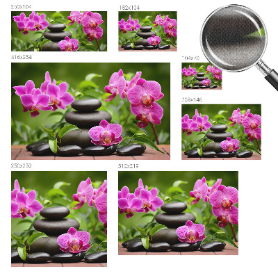 Removable wall mural wallpaper with an orchid stones design