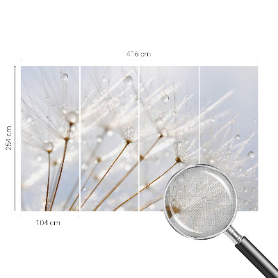 Removable wall mural with a rosy dandelion design