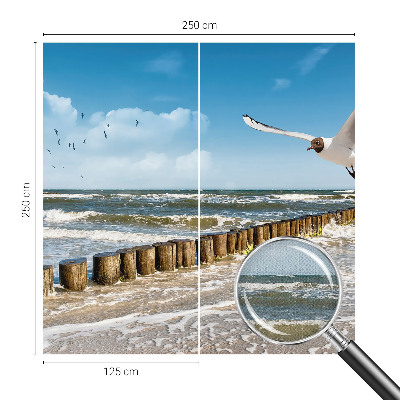 Peel and stick wall mural for living room with a seaside landscape design