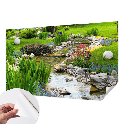 Peel and stick wall mural for bedroom with an idyllic garden design