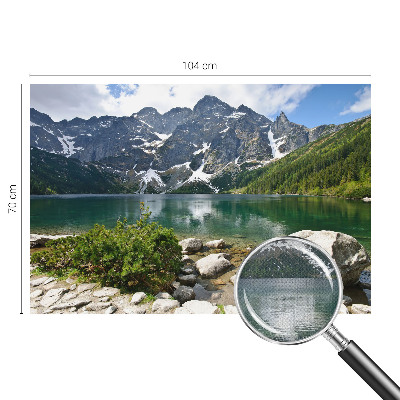 Peel and stick wall mural for kids' room with a mountain lake design