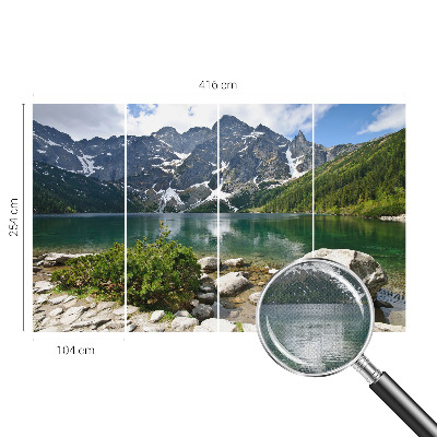 Peel and stick wall mural for kids' room with a mountain lake design