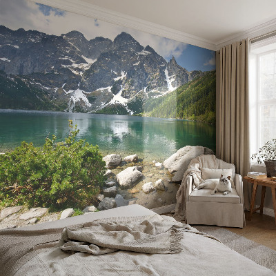 Peel and stick wall mural for kids' room Mountain lake