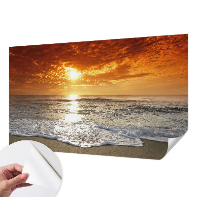 3D photo wallpaper mural with ocean waves motif