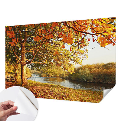 Nursery wall mural with a coastal autumn motif