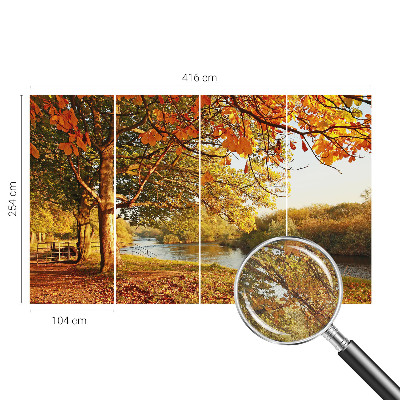 Nursery wall mural with a coastal autumn motif