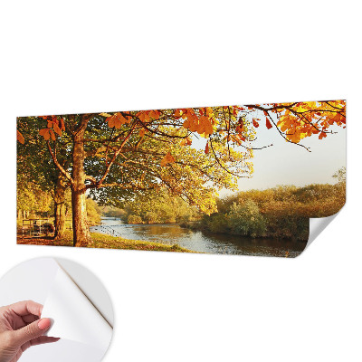Nursery wall mural with a coastal autumn motif